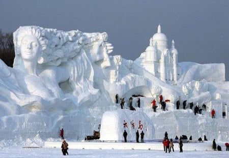 Snow art - snow art, architecture, winter, snow sculptures, other