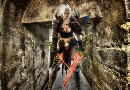 Woman Warrior - woman, amazing, sword, blad, weapon