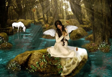 Butterfly Dreams - Fantasy, Girl, Butterfly, Dream