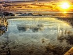 gorgeous sunset on a tidal pool hdr