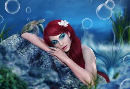 Beauty of the Ocean - fantasy, mermaid, water, beauty, ocean, girl, abstract