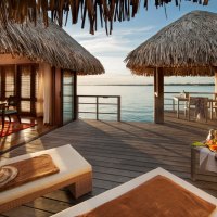 Evening at The St Regis Hotel Water Bungalow Bora Bora