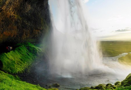 Seljalandsfoss Waterfall, Iceland - iceland, grass, waterfall, cliff