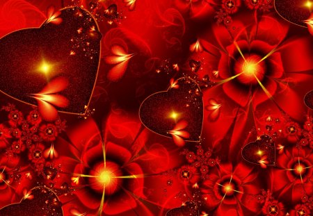 Happy Valentines Day - Red, Bright, Love, Hearts, Shiny, Valentines day