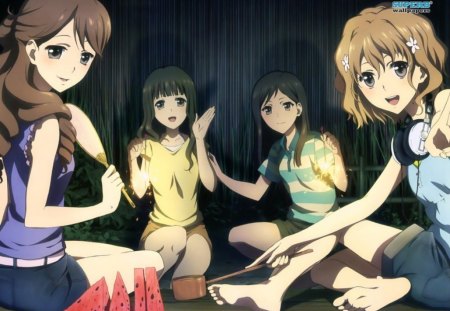 Welcome To The Club - girls, anime, club, watermelon, hanging out, friends, hanasaku iroha