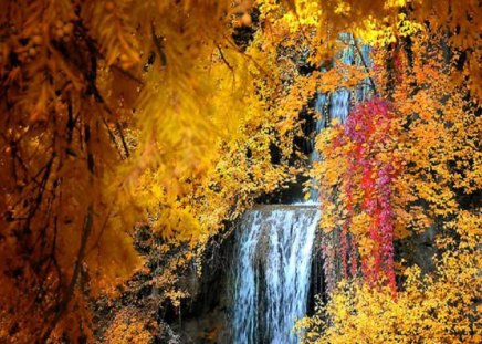 Waterfall - nature, waterfall, beautiful, autumn