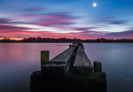 Sunset - sky, lake, sunset, clouds