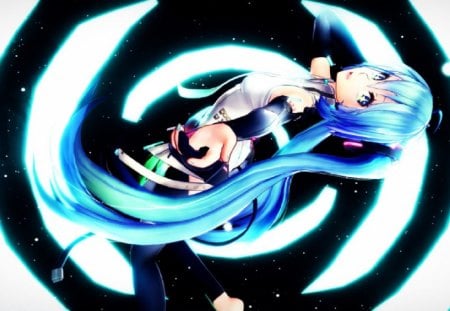 feel the music - blue, hair, music, anime, miku