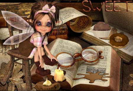 Sweety - cake, sweet, chocolate, fairy, old, book