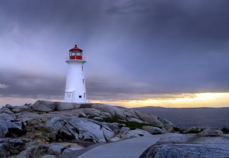 The Lighthouse - sky, lighthouse, sea, clouds