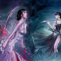 Good vs evil fantasy women warriors version