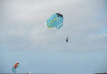 Parasail Rides - clouds, red, Photography, Water Sports, Blue