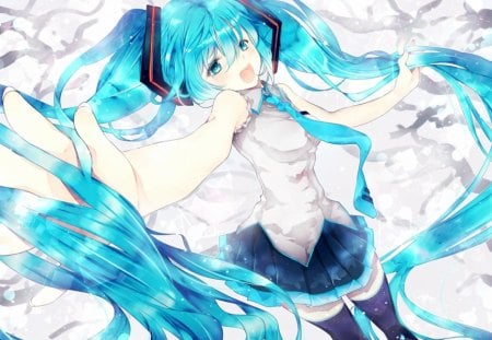 I Love My Hair!! - vocaloid, anime, blue hair, hatsune miku, long hair, spinning