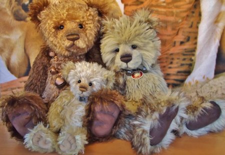 3 Charlie Bear teddies - plush bear, soft toy, bears, Teddy