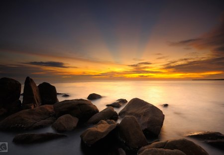 Sunset - sky, ocean, sunset, clouds