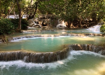 Kuang Si Falls Laos - waterfall, nature, cool, river