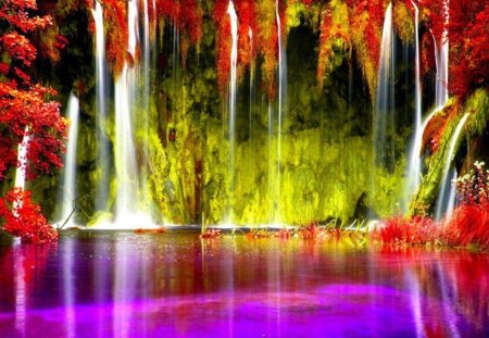 Beautiful waterfall - beautiful colors, beautiful natural phenomenon, lights, beautiful waterfall