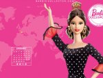 January Spain Barbie Collector 2013 With Pink Bacground