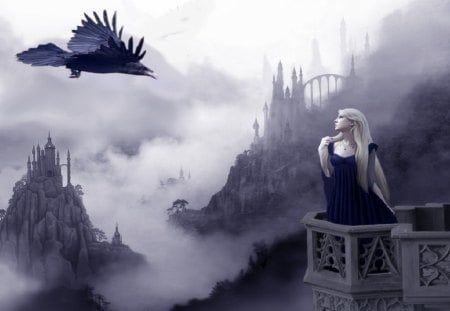 Mariana's Raven - mystic, girl, fantasy, raven