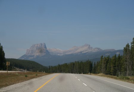 Canadian Rockies 14 - mountains, highways, blue, summit, sky, photography, trees, grey, green