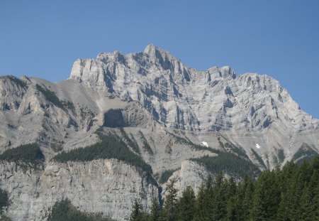 Canadian Rockies 15 - summit, sky, mountains, photography, trees, grey, blue, green