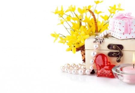 *** Everything for love *** - love, jewelry box, candle, heart, day, valentines, flowers, flower, pearl