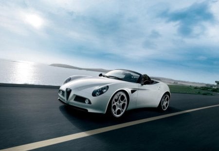 alfa romeo 8c spider - romeo, cars, road, alfa