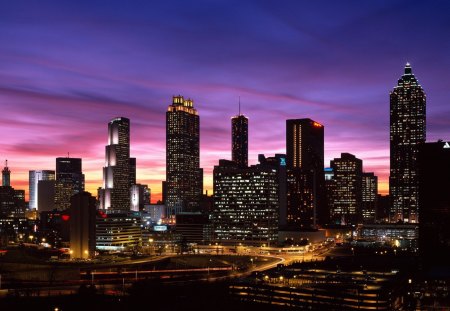 Atlanta Skyline at Sunset Georgia - atlanta, sunsets, georgia, skyline