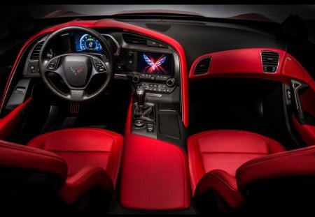 2014 Chevy Corvette Stingray Interior - leather, steering wheels, stick shift, nav, seats