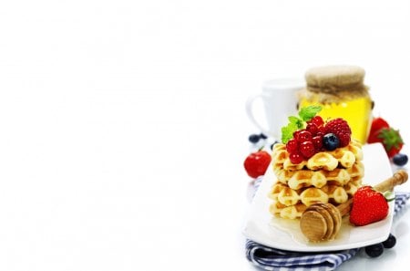 * Incredibly delicious and healthy breakfast * - healthy, honey, fruits, food, waffels, breakfast