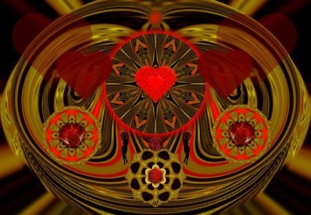 Forces of Red - eye candy, collage, 3d, fractal, abstract