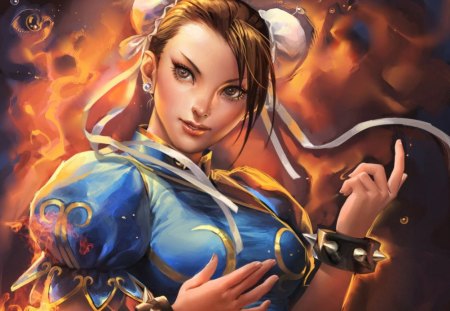 Chun Li - anime, elegant, female, warrior, chun li, long hair, oriental, gorgeous, fighter, brown eyes, anime girl, realistic, beautiful, hot, chinese, beauty, brown hair, cg, cute, 3d, sexy, street fighter