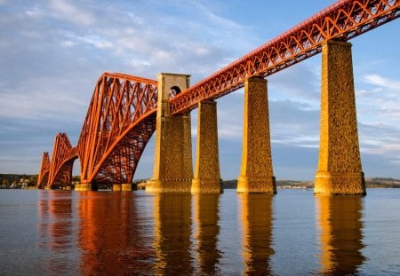 Forth Bridge in Scotland - scotland, bridges, water, sky