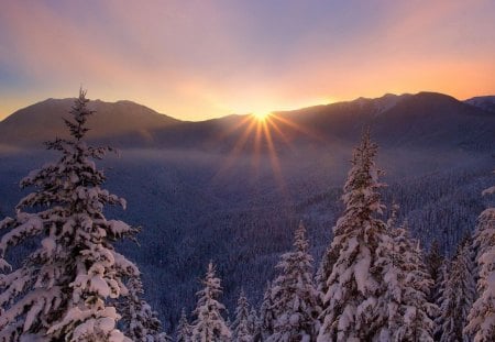 Sunset - clouds, sunset, mountains, sky