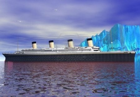 Titanic And Iceberg - rms titanic, titanic, Titanic And Iceberg, iceberg