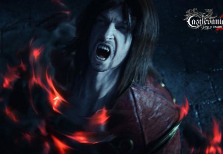 Castlevania Lord of Shadows - dark, game, fangs, vampire, fire, gabriel belmont, dracula