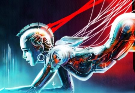 Data Girl - girls, vivid, women, female, robot, space, computers, fantasy, science, nature, art, colour, abstract, beautiful