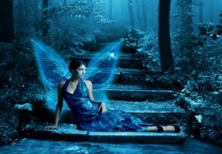 December Fairy - Fantasy, Girl, Fairy, blue