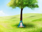 Hatsune Miku under the tree vocaloid