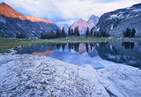 lake solitude wyoming - wyoming, lake, water, mountains