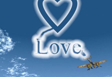 love on the sky - herat, love, plane, clouds