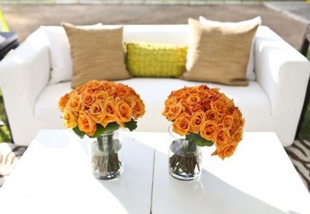 Bright Terraceâ™¥ - love, bouquets, roses, terrace, light, design, summer, entertainment, bright, home style, modern, forever, floral, orange, sunny, sweet