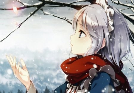 Sakuya Keta - snow, girl, anime, winter