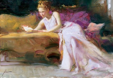 Lovely Lady - painting, lady, lovely, pink