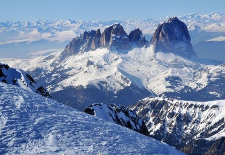 The Mountains of Marmolada - winter, nature, landscape, snow, mountains, marmolada