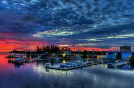 Beautiful Sky - clouds, boats, sunset, nature, blue, sea, sailboats, sky