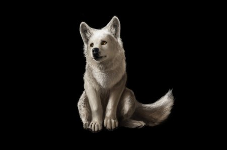 Little White Wolf - predator, arctic, beautyful, artwork