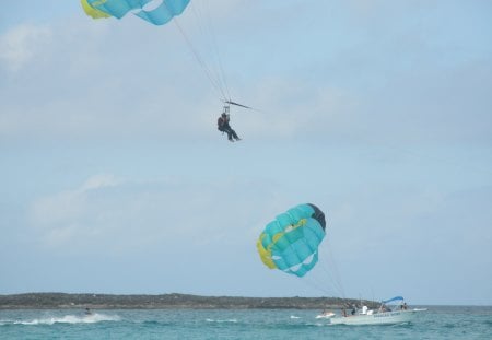 Parasail ride on the Island - Yellow, photography, Parasail, Boat, Water Sports, Blue