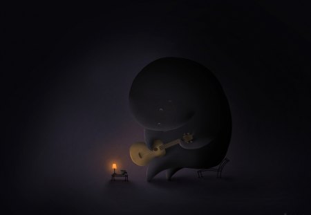 A Quiet Song - creature, music, sad, weird, night, light, song, dark