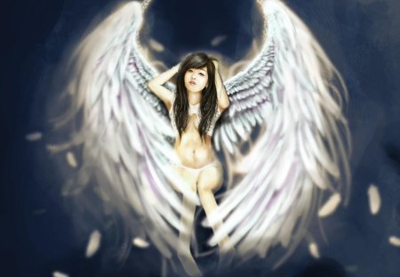 White angel - wings, white, fantasy, beautiful, feathers, angel